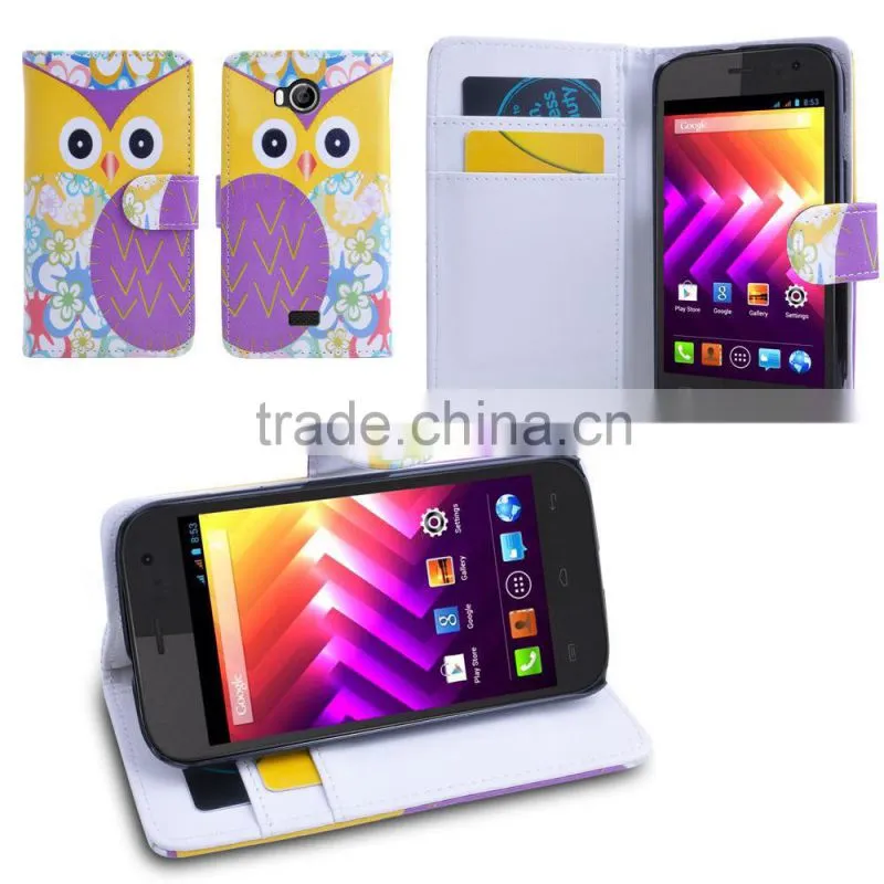 Printing PU Leather Wallet Case For Wiko IGGY