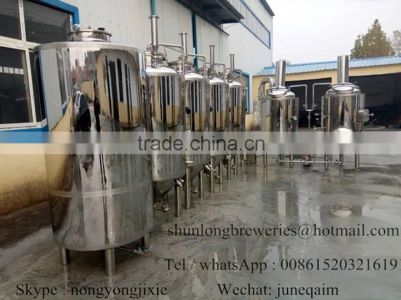 Shunlong beer equipment with brewhouse with mash/lauter tun, boiling/whirlpool tank hot water tank