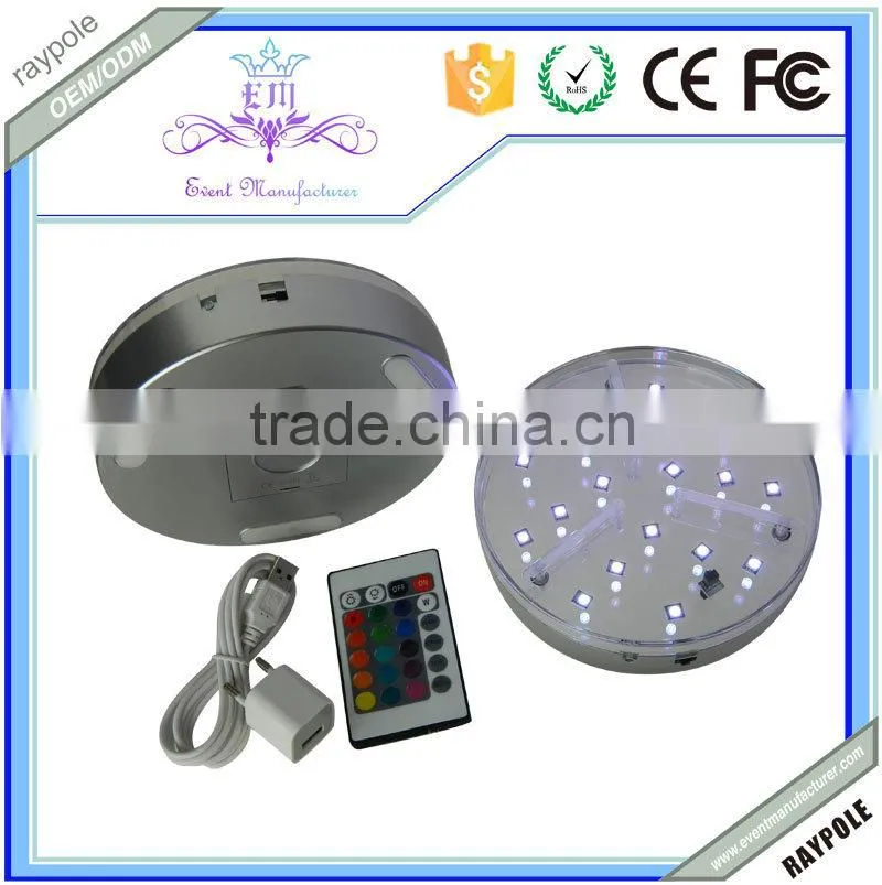 Battery operated under table vase LED centerpiece light base RGB wedding decoration