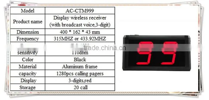 2015 Crazy Selling coffee shop casino restaurant call waiter Waiter caller wireless service call bell system