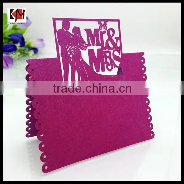 Customized design laser cut paper place cards for wedding wholesale