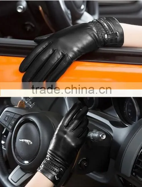 Fashionable Leather Gloves For Women Classic Black Leather Gloves For Women