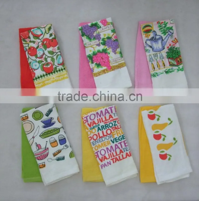 2pcs print kitchen towel cotton tea towel stocklot towel set softtextile home textiles