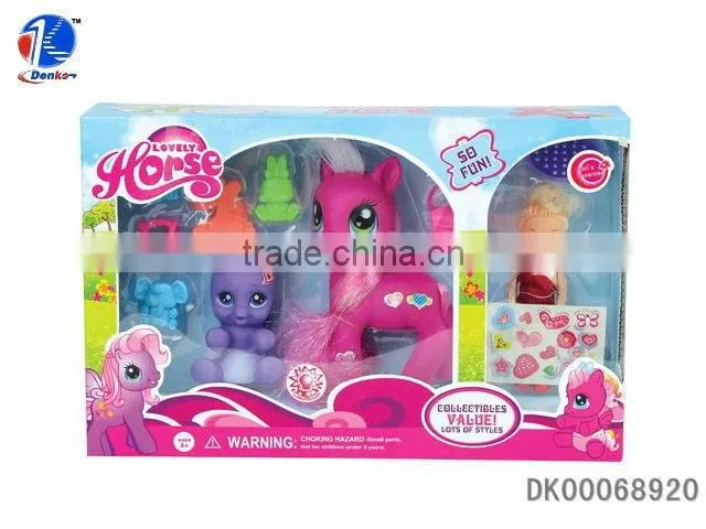 High Quality Kids Soft Rubber Horse Toys for Girls with Accessories