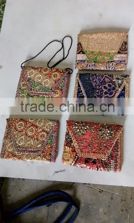 New latest handmade vintage heavy beaded work vintage banjara patchwork clutch bag