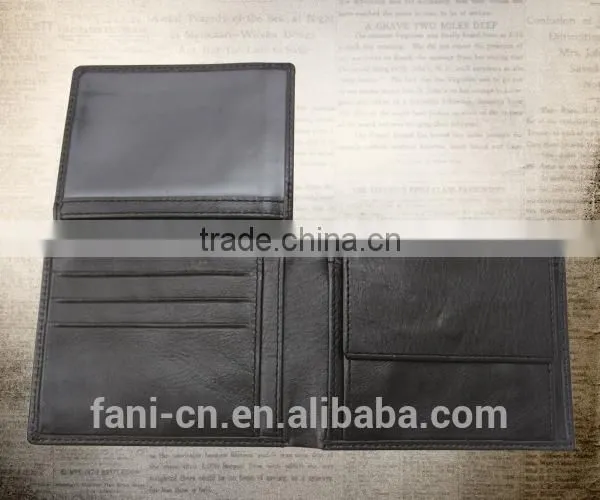 Plain line and multi card holder design leather wallets for men with coin pocket