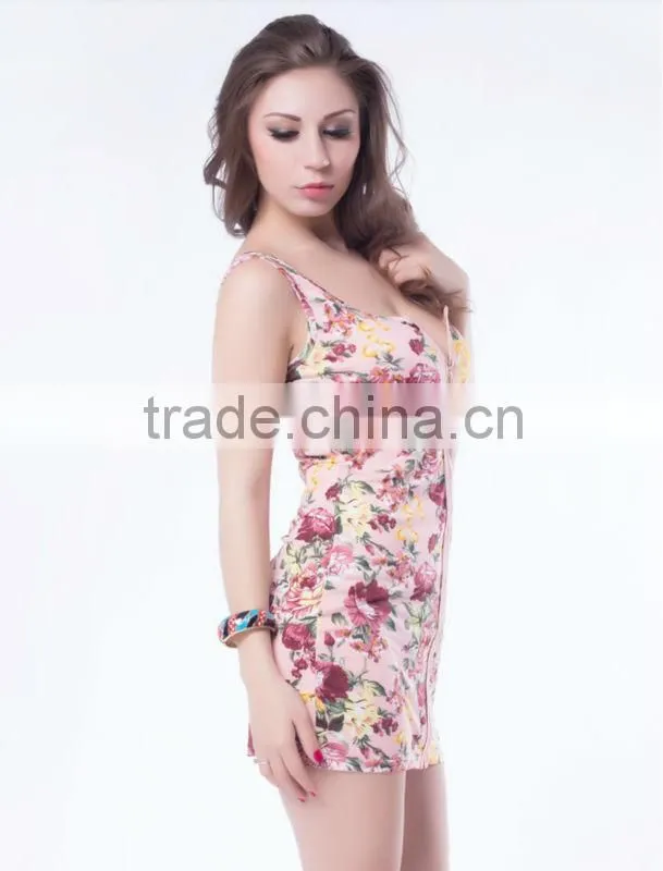 Soft-touched material front zipper beautiful type mature women dress photos