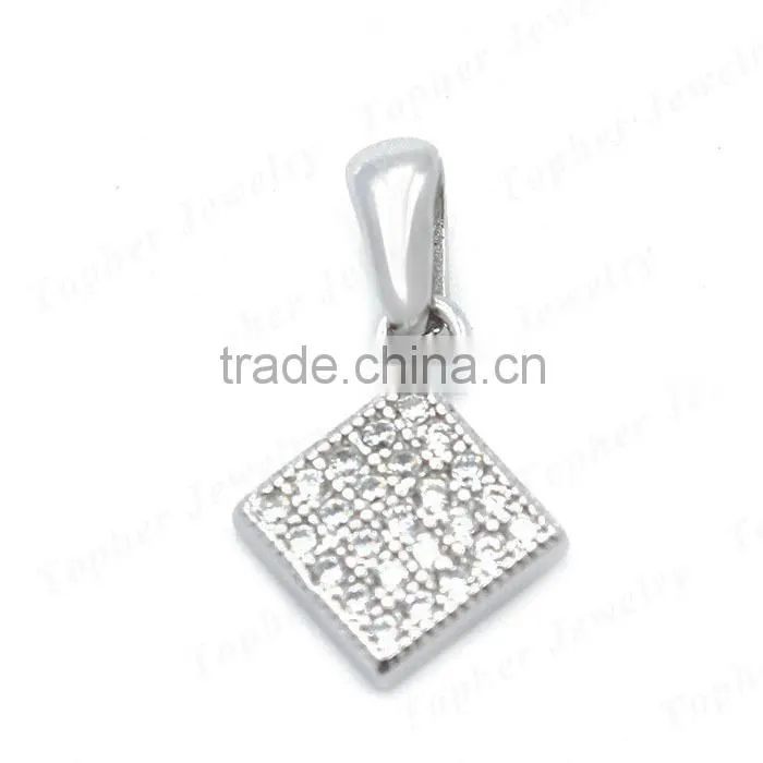 Wholesale gemstone 925 sterling silver square shape pendant