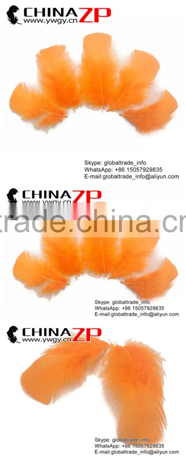 CHINAZP Natural Plumage Bulk Dyed Orange Turkey T-Base Body Feathers for Parties Decorations