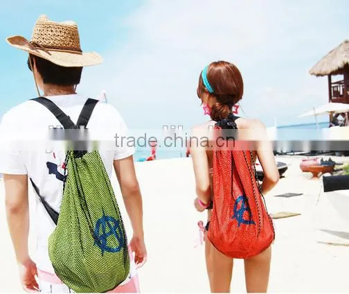 Mesh Drawstring Backpack Tote Sport Pack Swimming Shopping Bag travel Beach Backpack