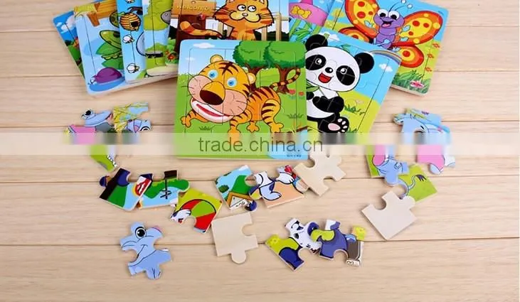 Wholesale 9 Pieces color Wooden Jigsaw Puzzle for children