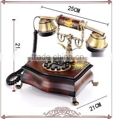 Home Decorative Vintage Wooden Telephone Antique Retro Corded Phone