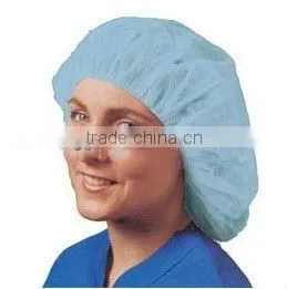 blue disposable surgical bouffant caps