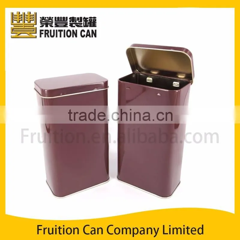 Tall Rectangular Tin Box for Tea Coffee Can Container
