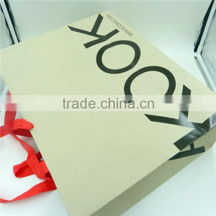 Shopping UV print board paper bag for suit and coat customized high quality packaging grey board gift bag MOQ 500Pcs