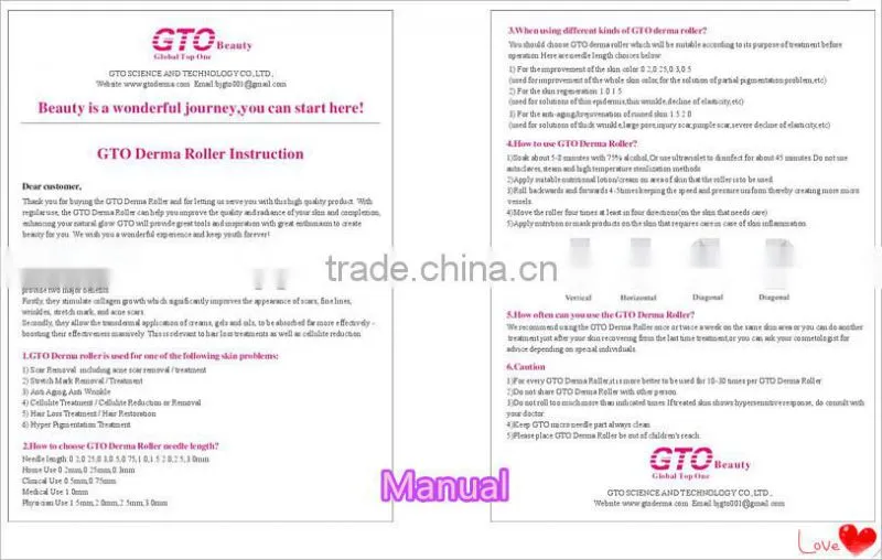 GTO Brand 540 Needles Derma Roller With Bottom Price
