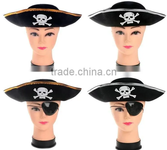 Cheap Promotional Black Gold Adult kids non-woven Party Pirate Hat