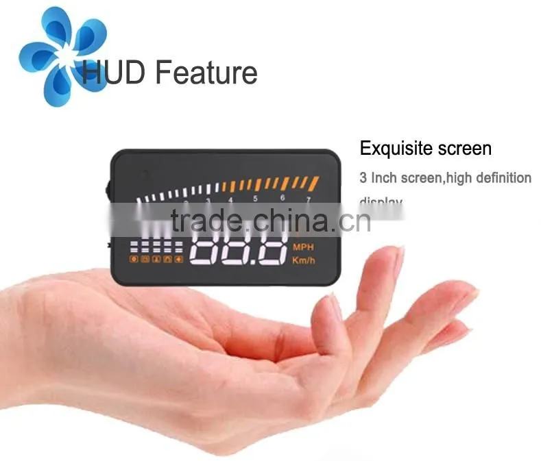 X5 3 inch car OBD2 HUD display vehicle mounted alarm