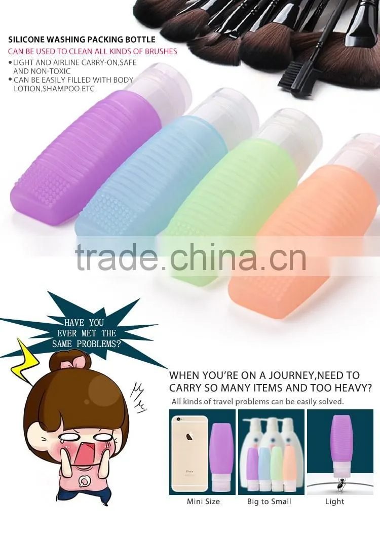 New design silicone travel bottle with makeup brudh cleaner