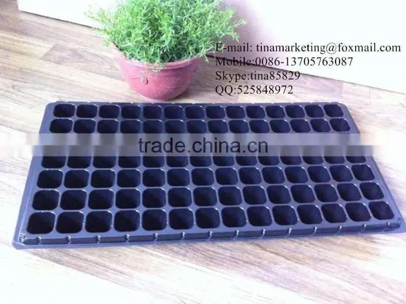 Custom High Quality Black Shining 98 Cell Plastic Nursery Pots Seed Trays for flower propagation