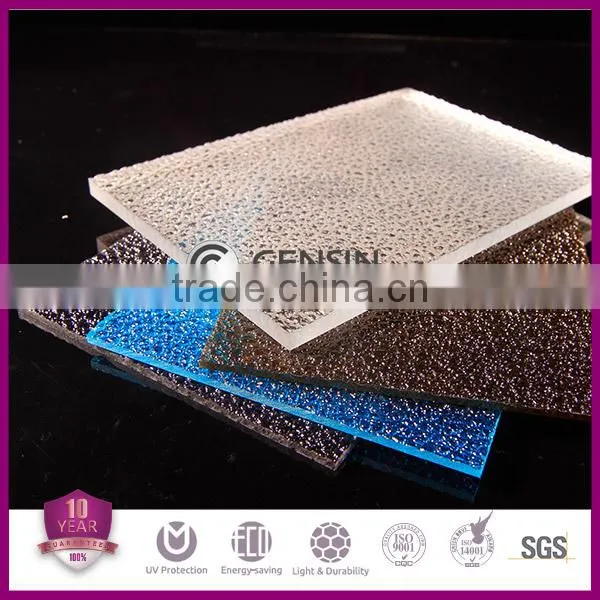 1.8mm Embossed Sheet Polycarbonate UV Coating 100% Virgin GE Raw Material 1220*30500mm In Roll Wholesale Low Price High Quality