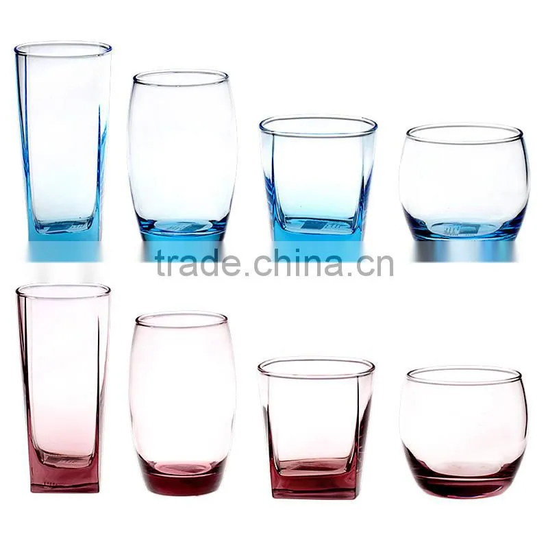 6pcs drinking water glass with colors on bottom