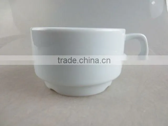 round porcelain stackable white coffee cup