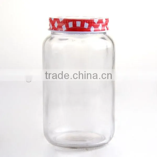 cheap 600ml empty bottle jar mason jar glass candy jar with color lid