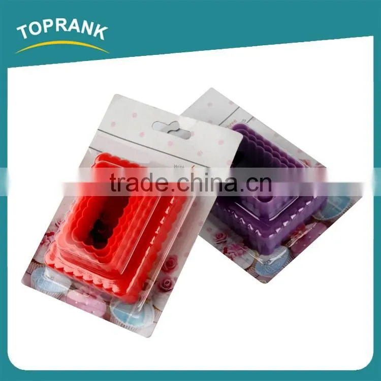 Toprank Bakeware Decorating 3 PCS DIY Biscuit Cake Cookie Embossed Mould Plastic Plunger Cookie Cutter