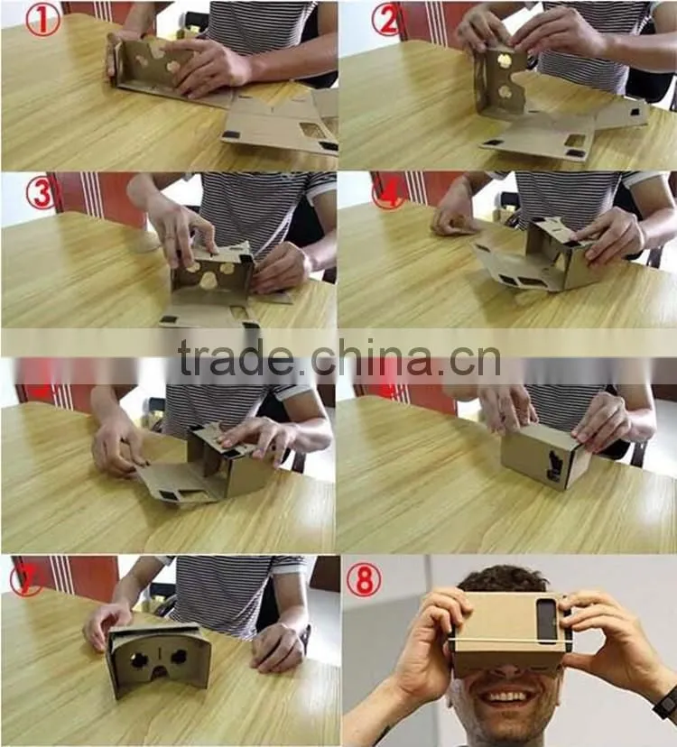 Factory Wholesale 3D VR Box Google Custom Cardboard Glasses 2.0 for Mobile Phone