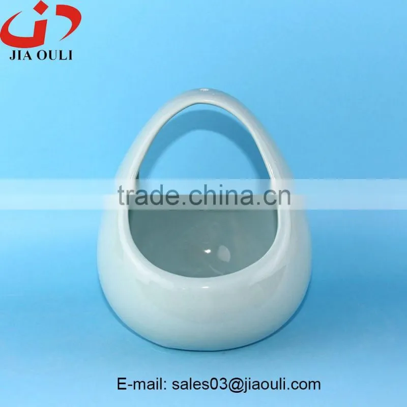 New design EASTER decoration colorful Ceramic egg shape basket