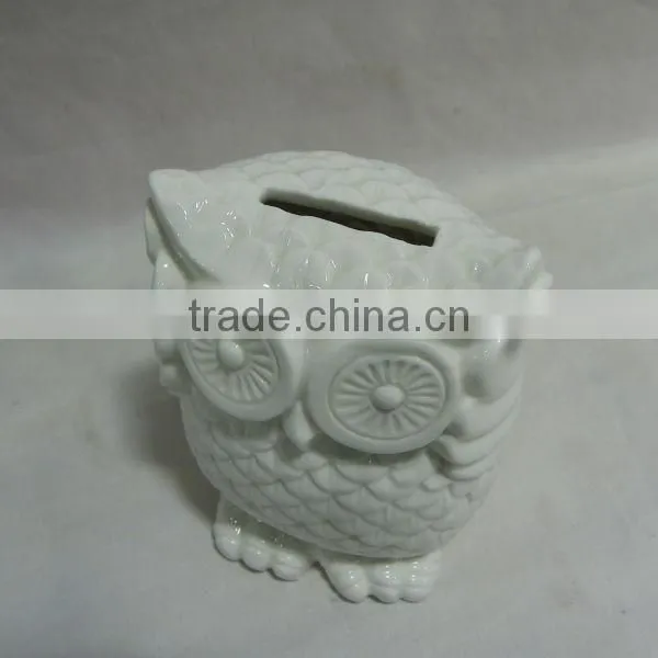 Ceramic Owl Shape Coin Money Bank