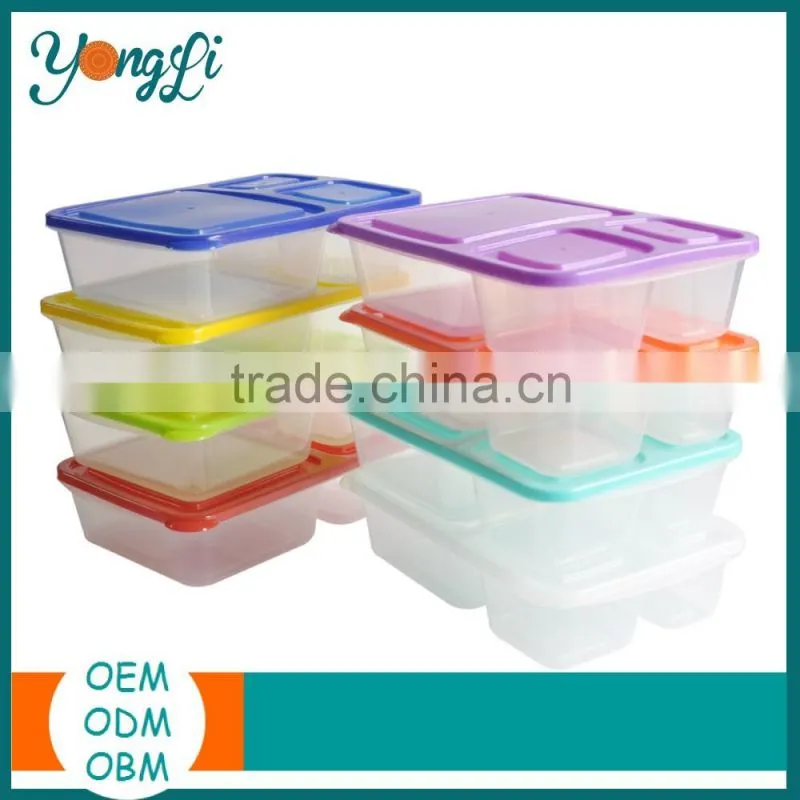 3 Compartment Microwave Dishwasher Custom Leakproof Bento Box