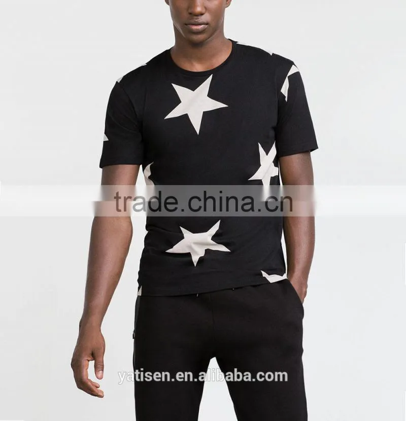 Custom And Wholesale short Sleeves 100%cotton T Shirt Printing Star print Round neck Short sleeves T-shirts For Men