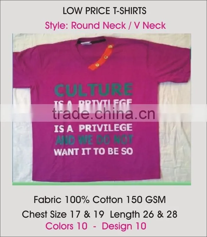 V Neck Cotton T-Shirts printed custom designs low price
