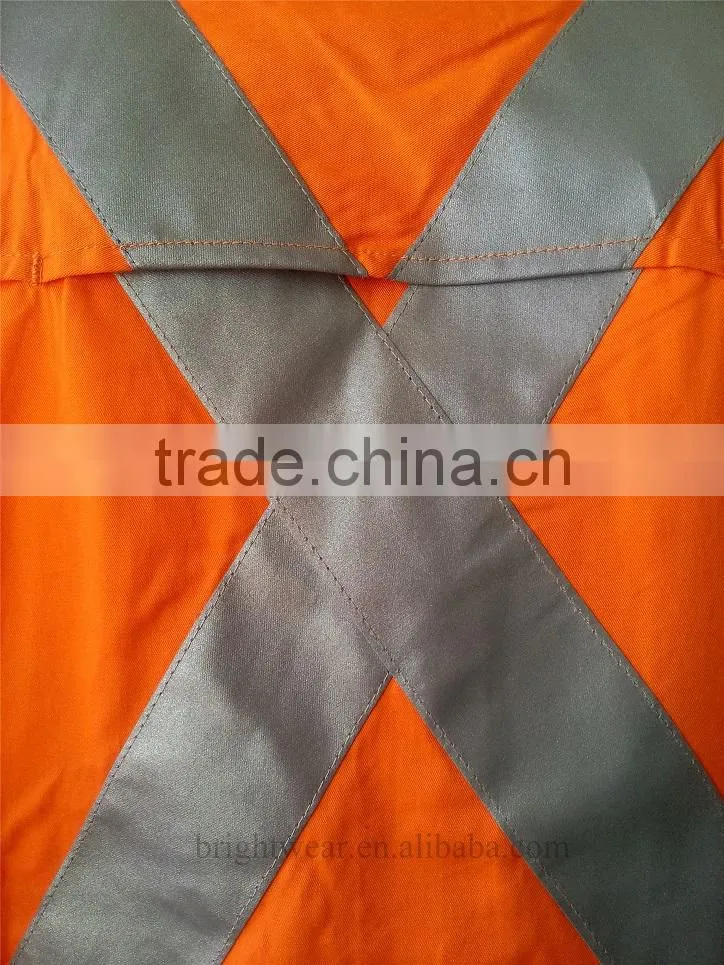 Australia hi-vis long sleeve cotton drill shirts with 3M8906 reflective tape