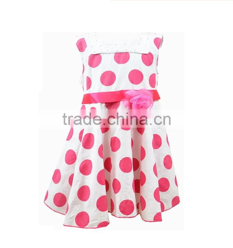 Fashion pure cotton jumper polka dot printed fomal party kids dress