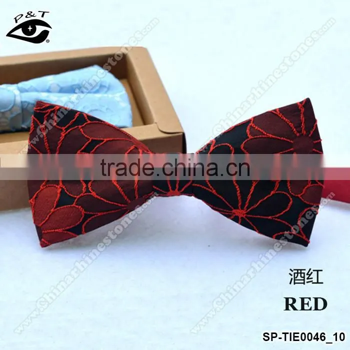 9 Colors 12x6 CM Flower Embroideried Jacquard Party Bow Tie Silk Bowtie for Men