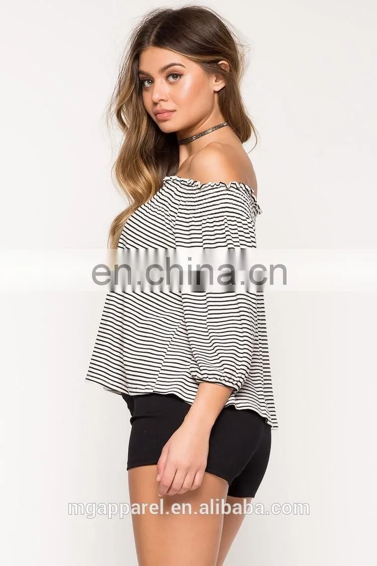 New women shirts and tops 3/4 sleeves off shoulder top for women