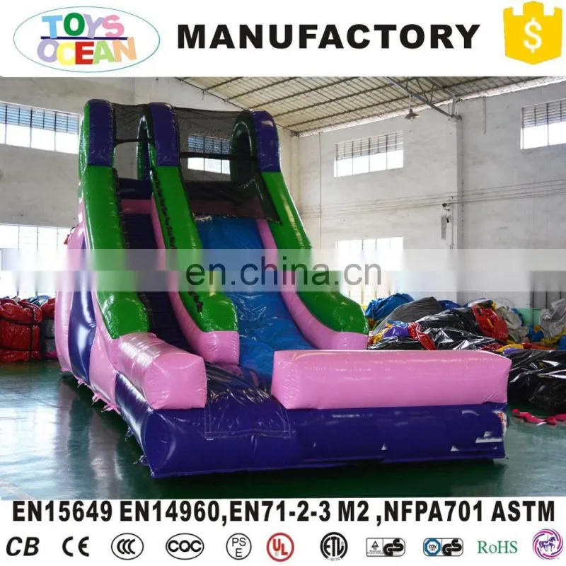 single lane 0.55mm PVC tarpaulin inflatable dry slide for kids climbing