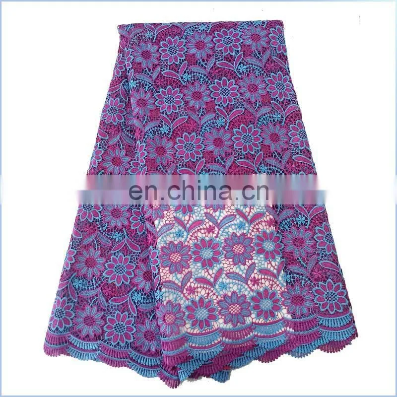 high quality 100% Cotton embroidered african guipure lace fabric for wedding dress LS15073137 LS15073138