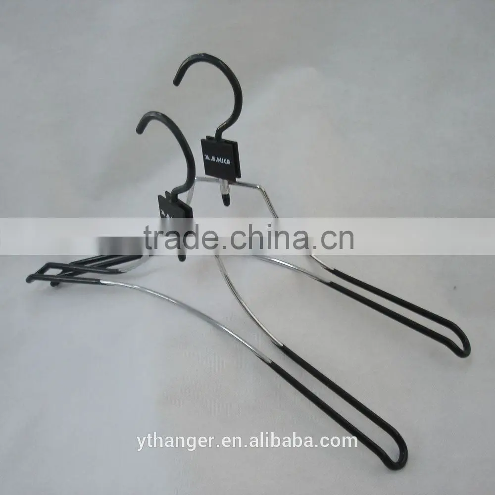 MH-YT-002 silver colored metal velvet flock hanger anti-slip for clothes