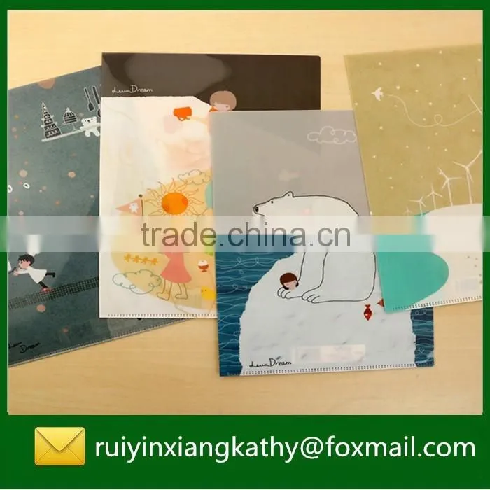 Excellent quality A4 plastic pocket decorative L shape file folder