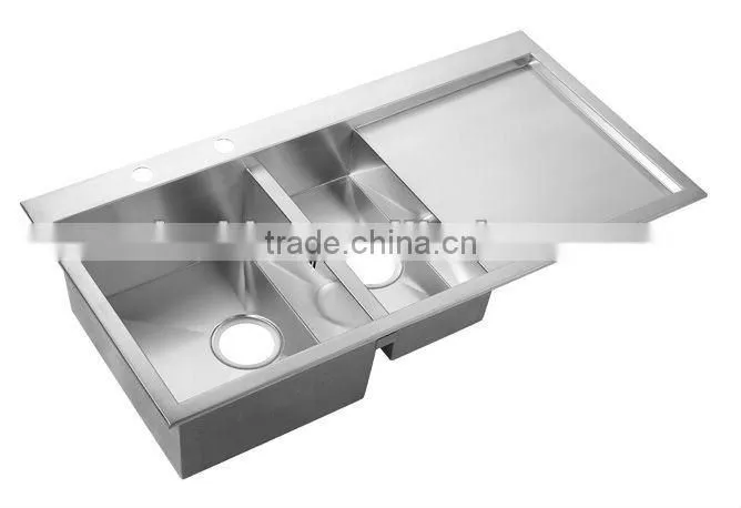 Double Bowl With Drainboard Sink STS 201A-3