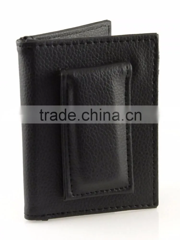Leather strong magentic money clip bifold card slot money clip for men