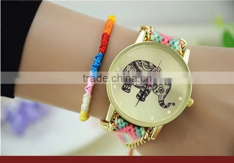 Handmade Braided Friendship Bracelet Watch New Arrival Geneva Hand-Woven Wristwatch Ladies Quartz Gold Women Dress Watches