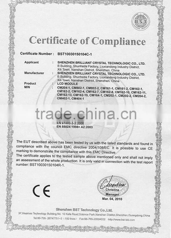 China supplier 1601 STN character LCM