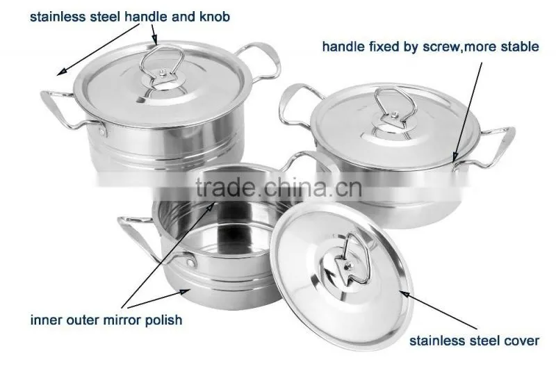 caitang shencai 4pcs stainless steel stock pot set/ soup casserole/ kitchen utensils