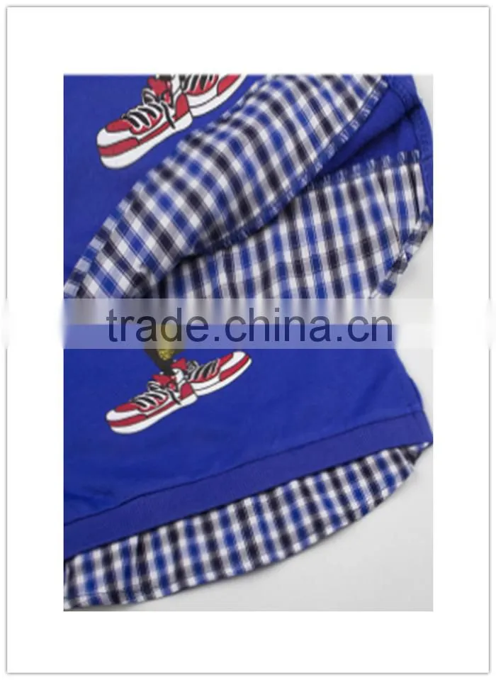 Wholesale 2016 new child suit Korean version spell color striped knit cardigan jacket long-sleeved T-shirt three-piece hole jean