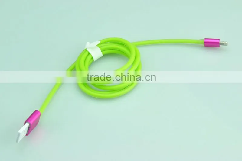 colorful transparent micro usb cable charger cable for Iphone/Ipad